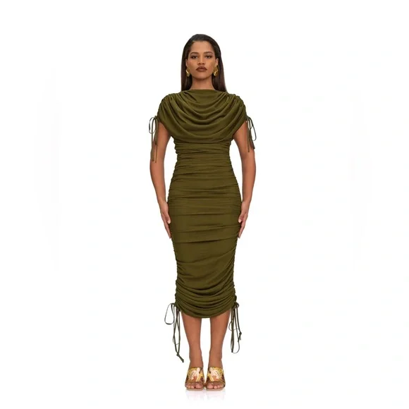 Andrea Iyamah RATU MESH DRESS in Olive size small